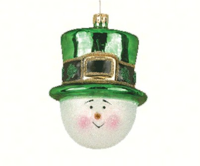 COBANEA132 - Margaret Cobane Hand Blown Glass Irish Snowman Ornament