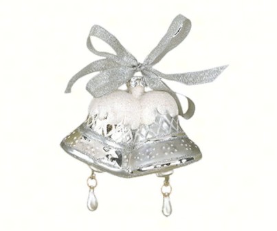 COBANEA252 - Margaret Cobane Hand Blown Glass Merry Bells Silver Ornament
