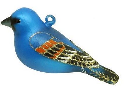 COBANEC438 - Margaret Cobane Hand Blown Glass Blue Grosbeak Ornament