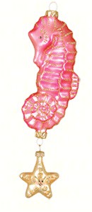 COBANEC105 - Margaret Cobane Hand Blown Glass Twinkle Seahorse Pink Ornament