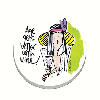 CART08335 - Age Gets Better w/ Wine! Car Coaster