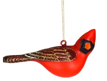 COBANEC436 - Margaret Cobane Hand Blown Glass Male Northern Cardinal - turned Head Ornament