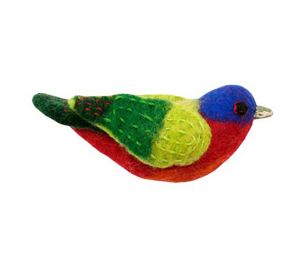 DZI483011 - Painted Bunting Wild Woolie Felted Wool Ornament