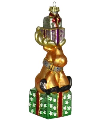 COBANEC069 - Margaret Cobane Hand Blown Glass Christmas Moose Ornament