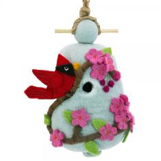 DZI484094 - Cherry Cardinal Felt Bird House