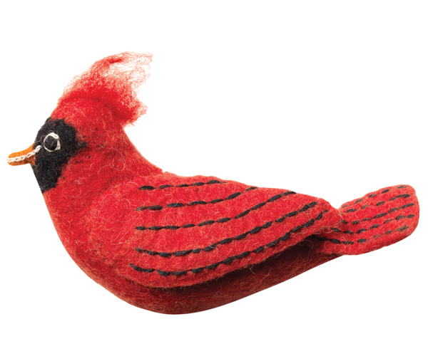 DZI483003 - Cardinal Wild Woolie Felted Wool Ornament