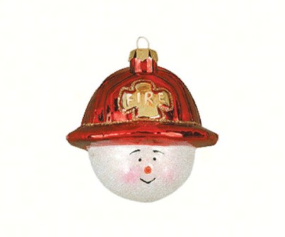 COBANEA129 - Margaret Cobane Hand Blown Glass Fireman Snowman Red Ornament